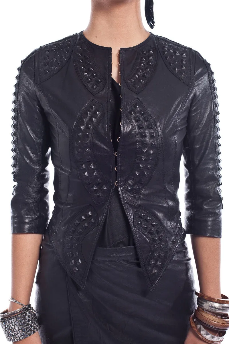 Khalesi Inverted Crop Leather Jacket