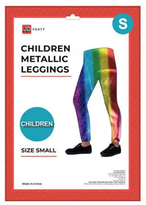 Kids Rainbow Metallic Leggings - Small