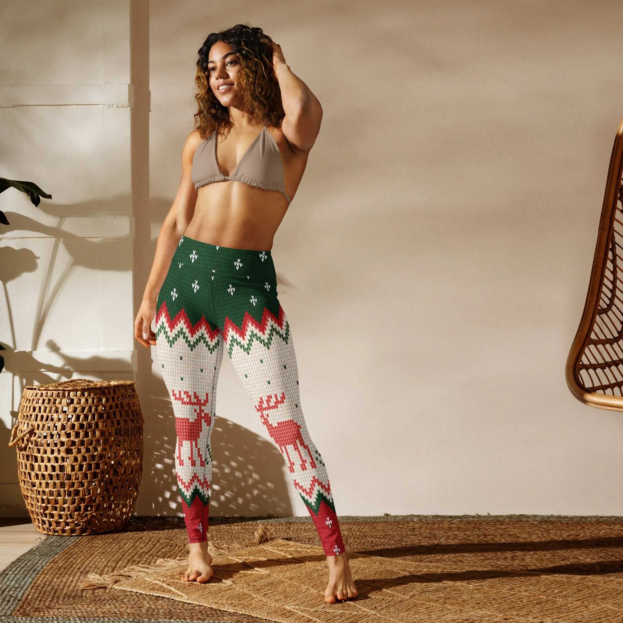 Knitted Print Ugly Christmas Yoga Leggings