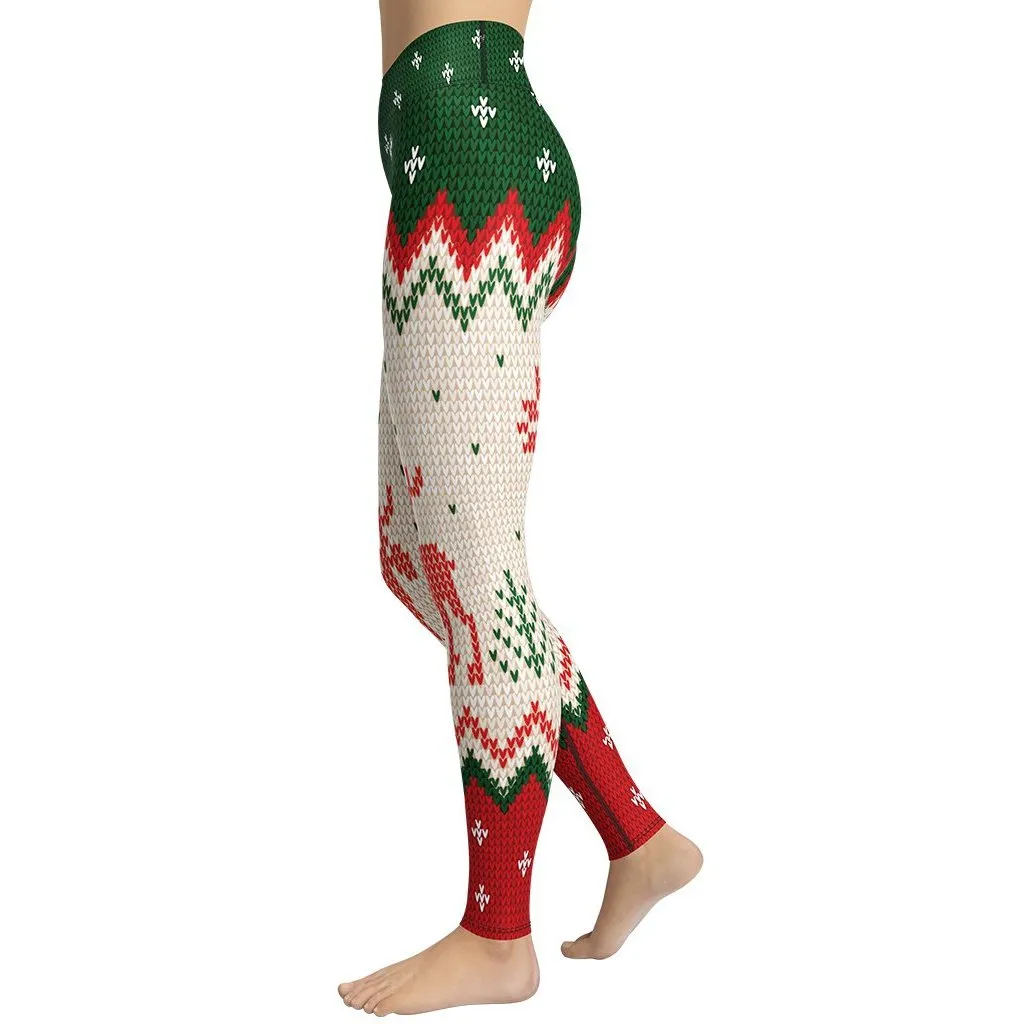 Knitted Print Ugly Christmas Yoga Leggings