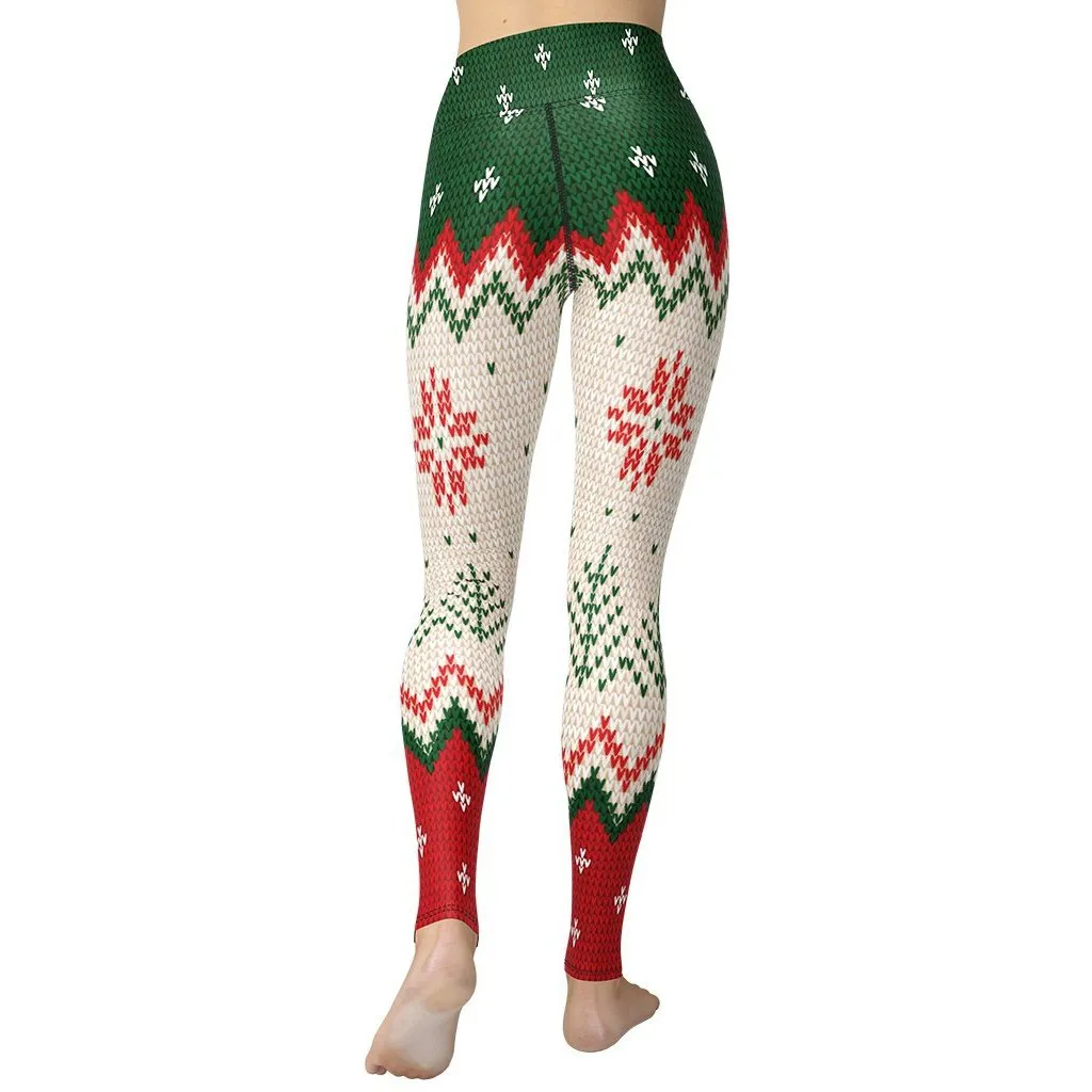 Knitted Print Ugly Christmas Yoga Leggings