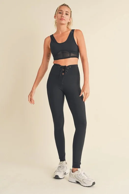 Lace Up Leggings Black