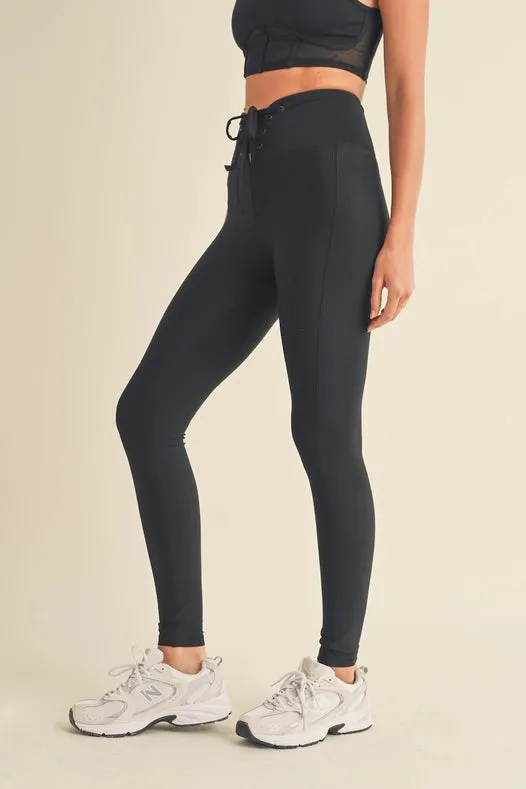 Lace Up Leggings Black