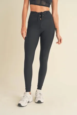 Lace Up Leggings Black