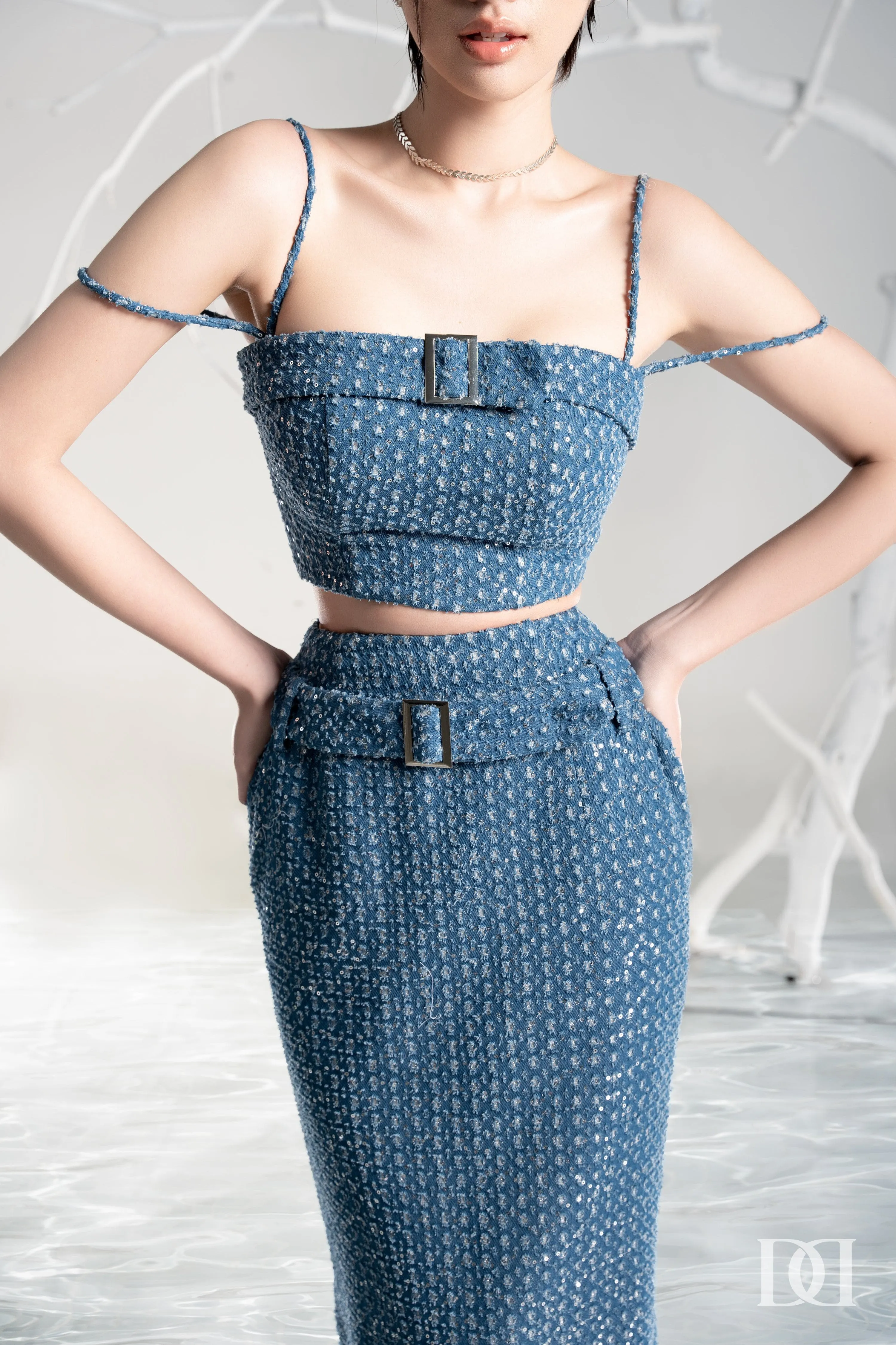 Lamie Chest Cup Crop-Top & Pencil Skirt