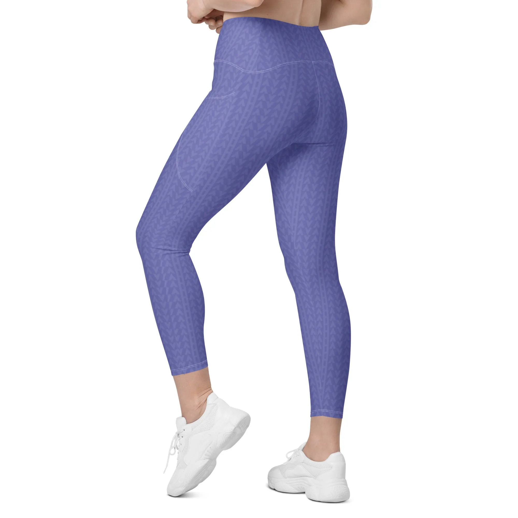 Lavender Bloom High Waisted Crossover Leggings with Pockets