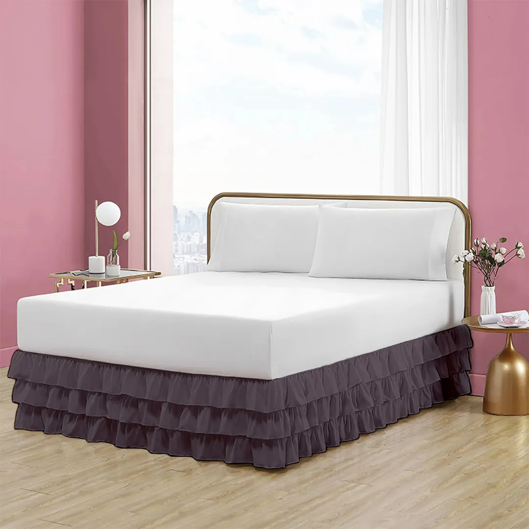 Lavender Multi Ruffle Bed Skirt Comfy Solid