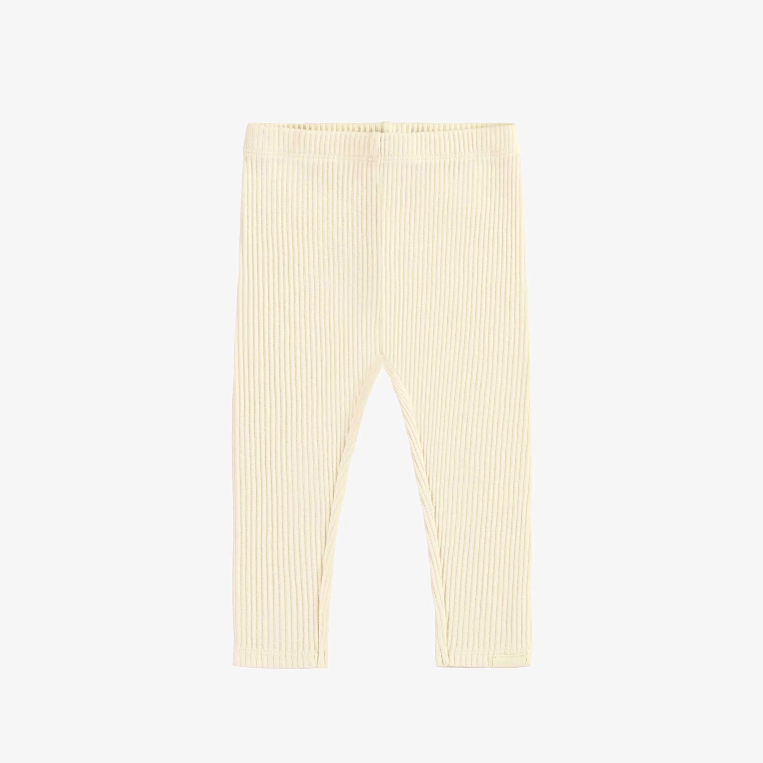 Legging crème en tricot côtelé, bébé || Cream legging in ribbed knit, baby