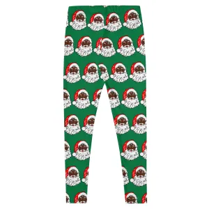 Leggings African American Santa Green