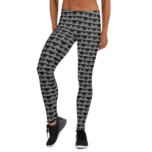 Leggings Black White Savannahwood Logo