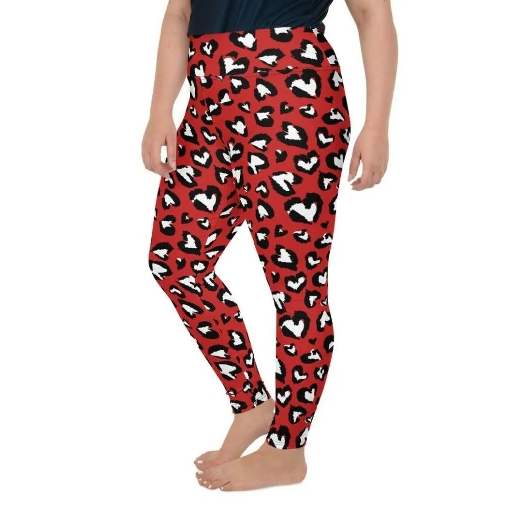 Leopard Hearts Plus Size Leggings