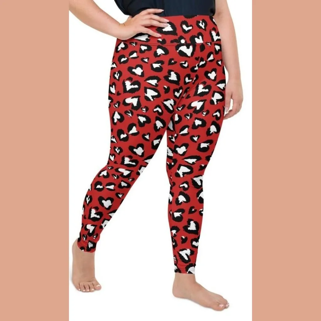 Leopard Hearts Plus Size Leggings