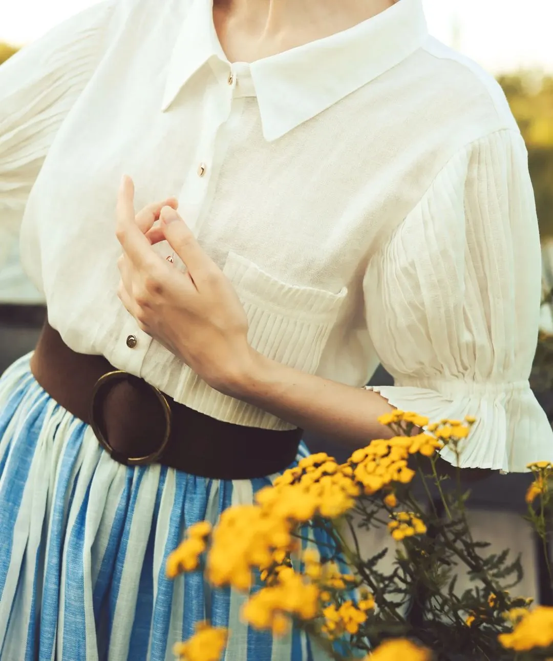 Lily of the valley 11 | Striped linen skirt