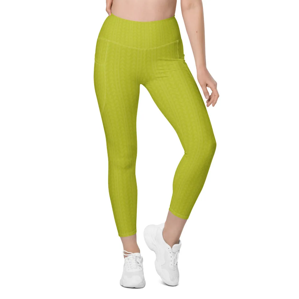 Lime Green High Waisted Leggings with Pockets