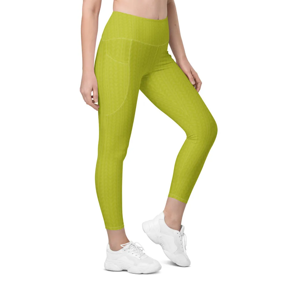 Lime Green High Waisted Leggings with Pockets