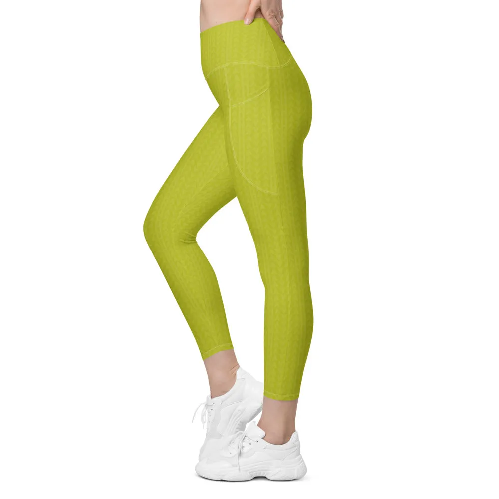 Lime Green High Waisted Leggings with Pockets