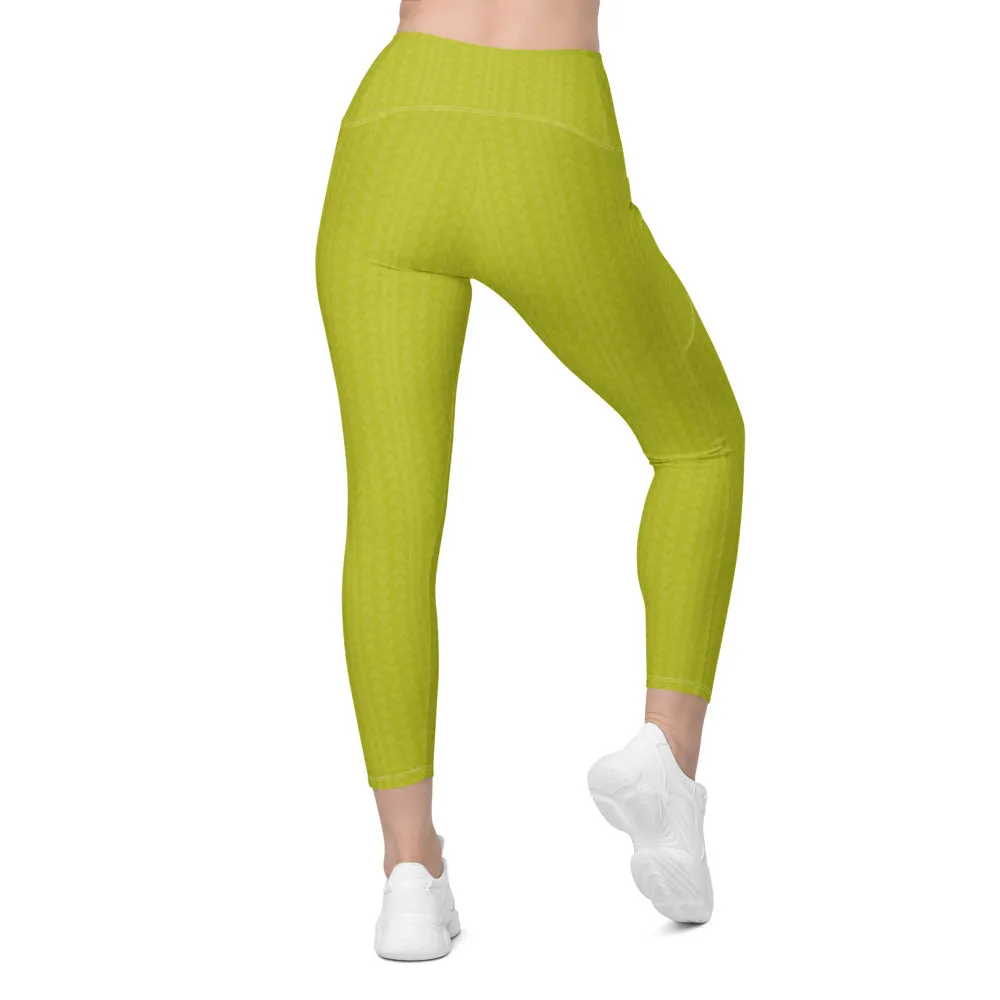 Lime Green High Waisted Leggings with Pockets