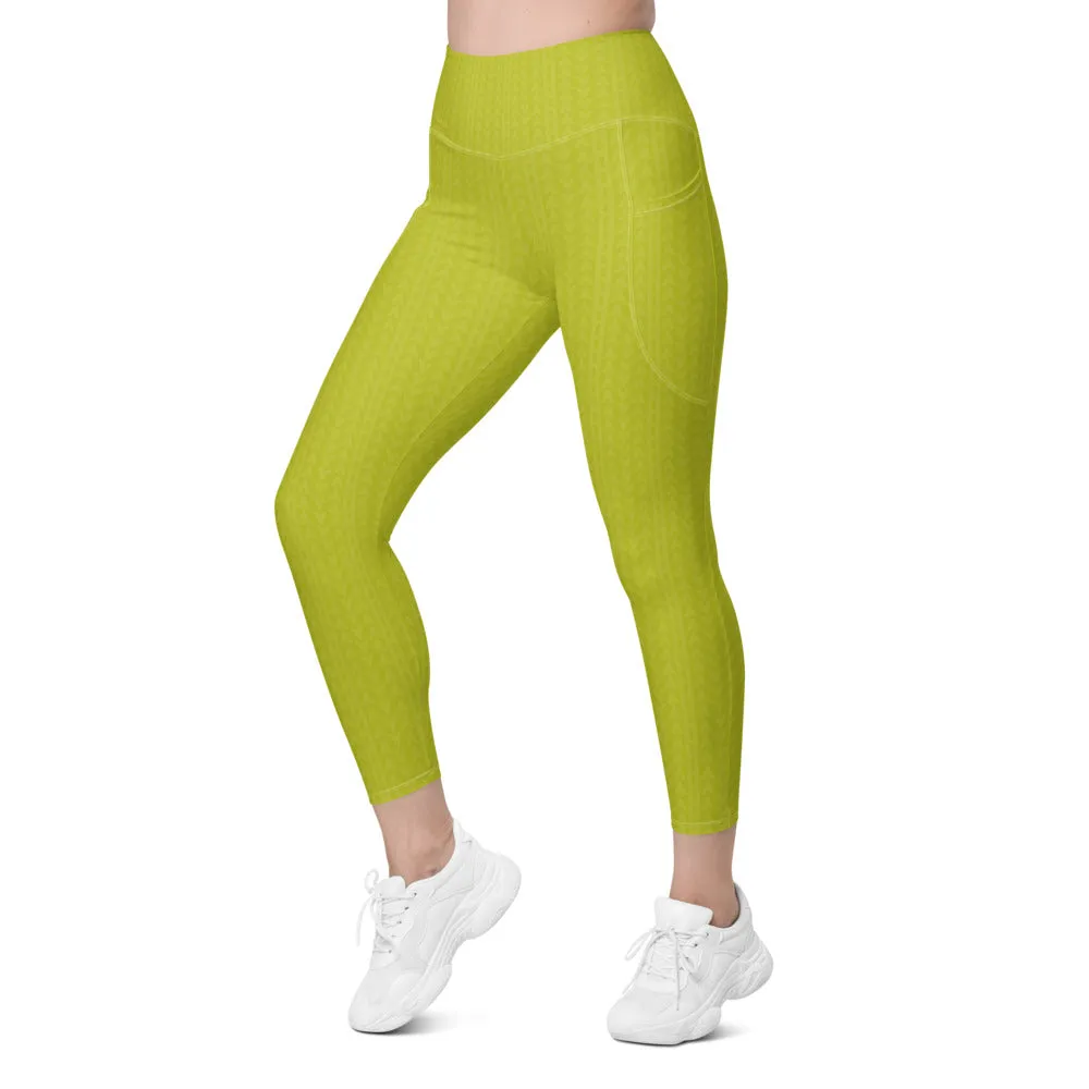 Lime Green High Waisted Leggings with Pockets