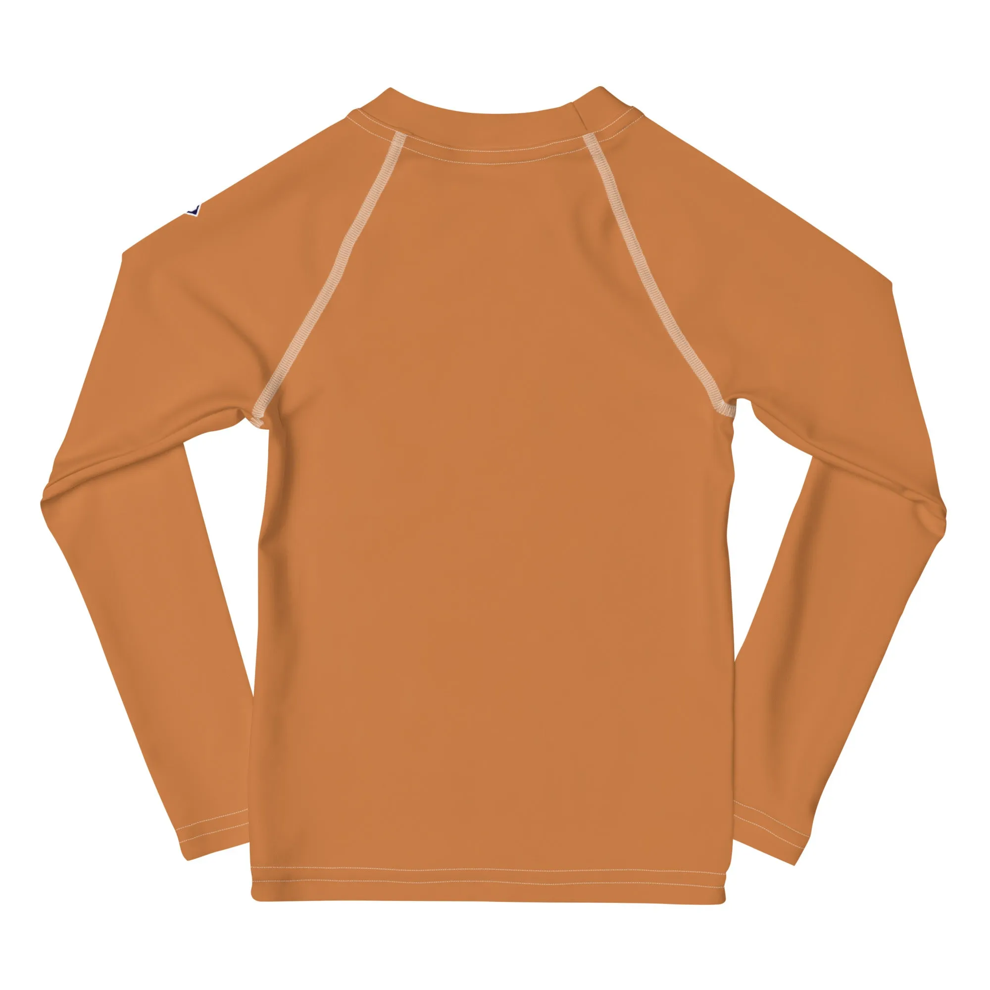 Little Trendsetter: Boys' Solid Color Long Sleeve Rash Guards - Raw Sienna