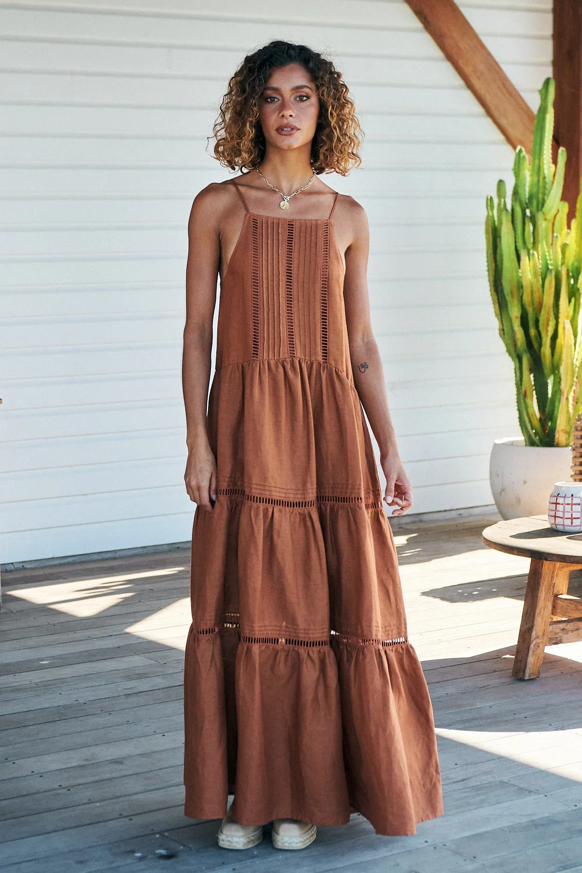 Lou Maxi Dress Gingernut -  Rhodes