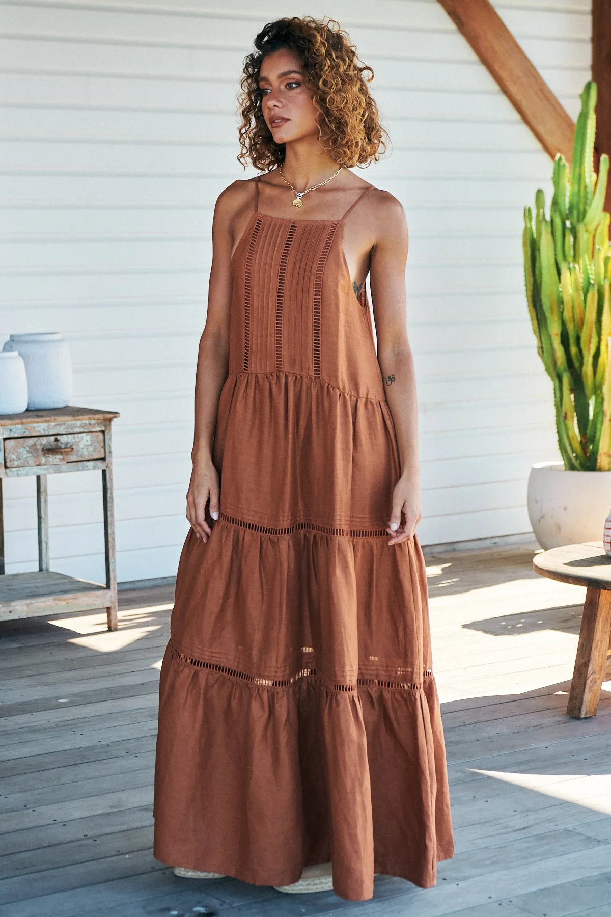 Lou Maxi Dress Gingernut -  Rhodes