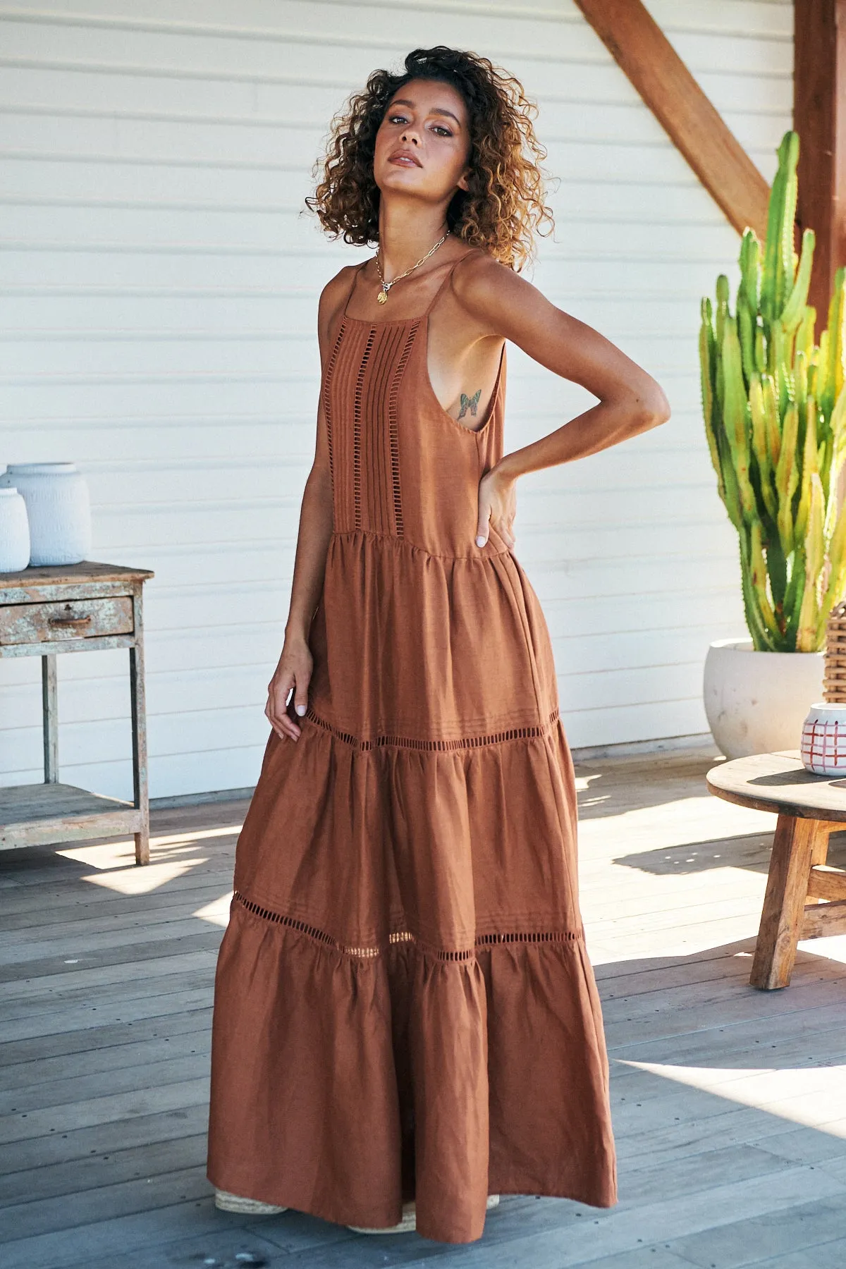 Lou Maxi Dress Gingernut -  Rhodes