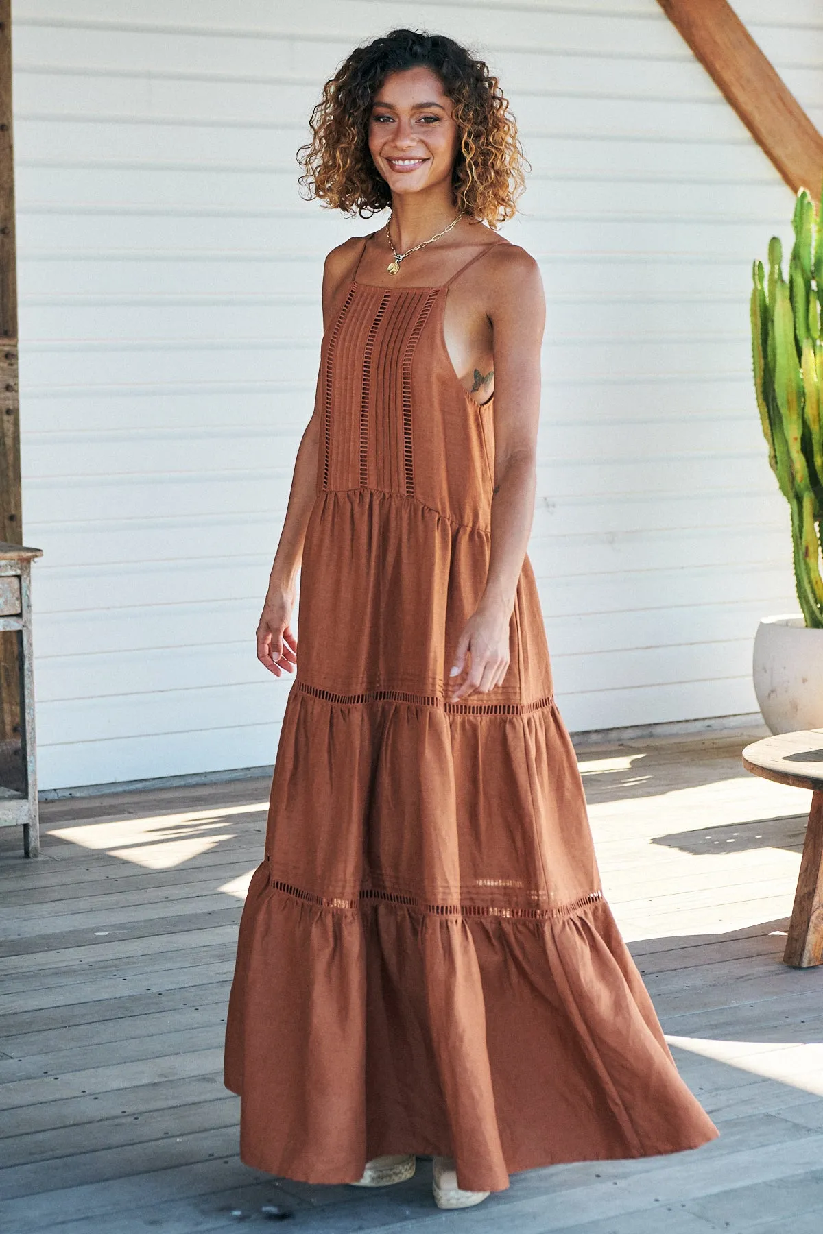 Lou Maxi Dress Gingernut -  Rhodes