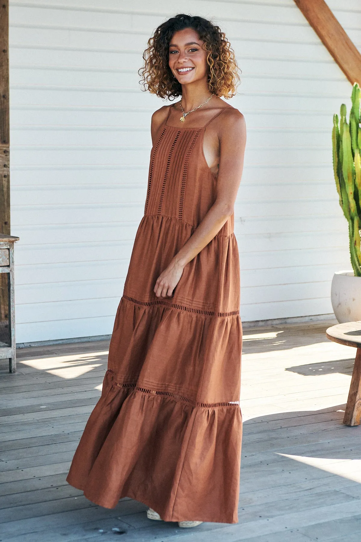 Lou Maxi Dress Gingernut -  Rhodes