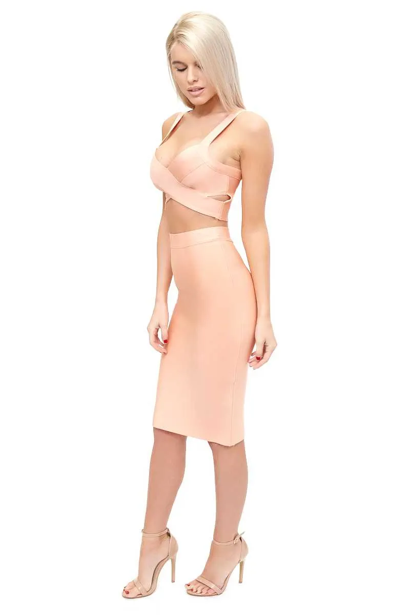 Lucia - Peach Bandage 2 Piece Set