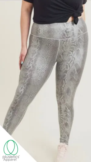 Mamba Snake Skin Leggings Silver