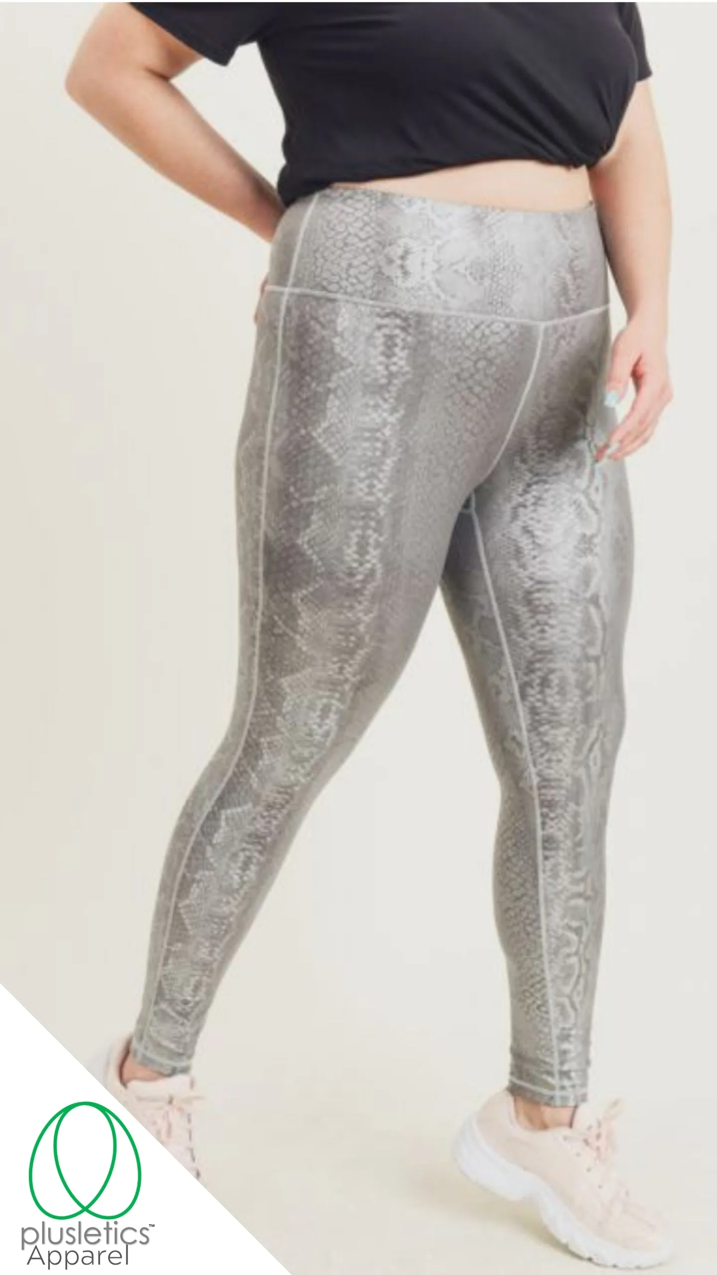 Mamba Snake Skin Leggings Silver