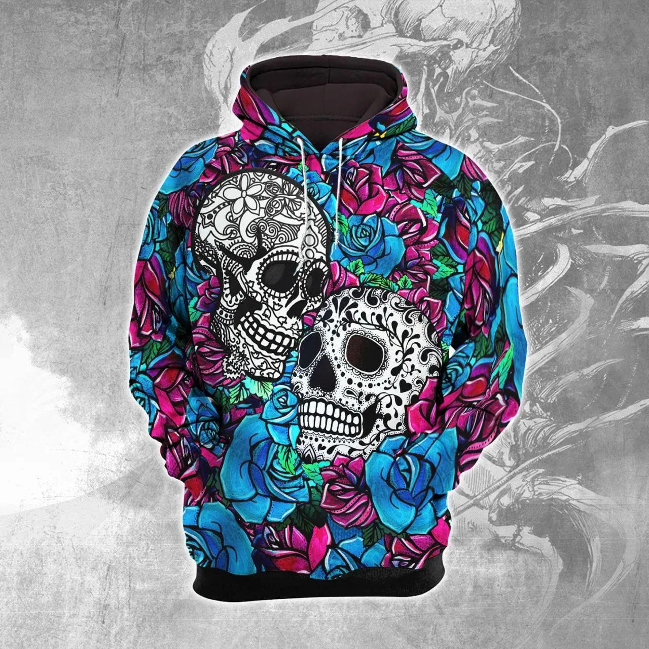 Mandala Gothic Sugar Skull Rose Combo Hoodie and Leggings