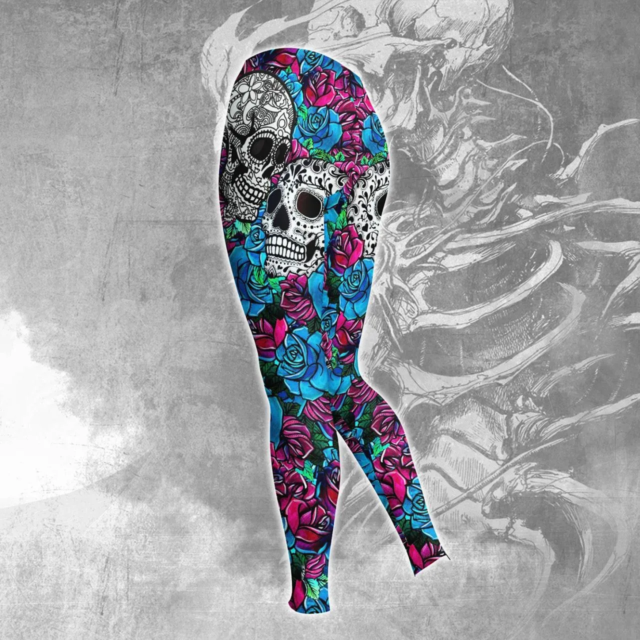 Mandala Gothic Sugar Skull Rose Combo Hoodie and Leggings