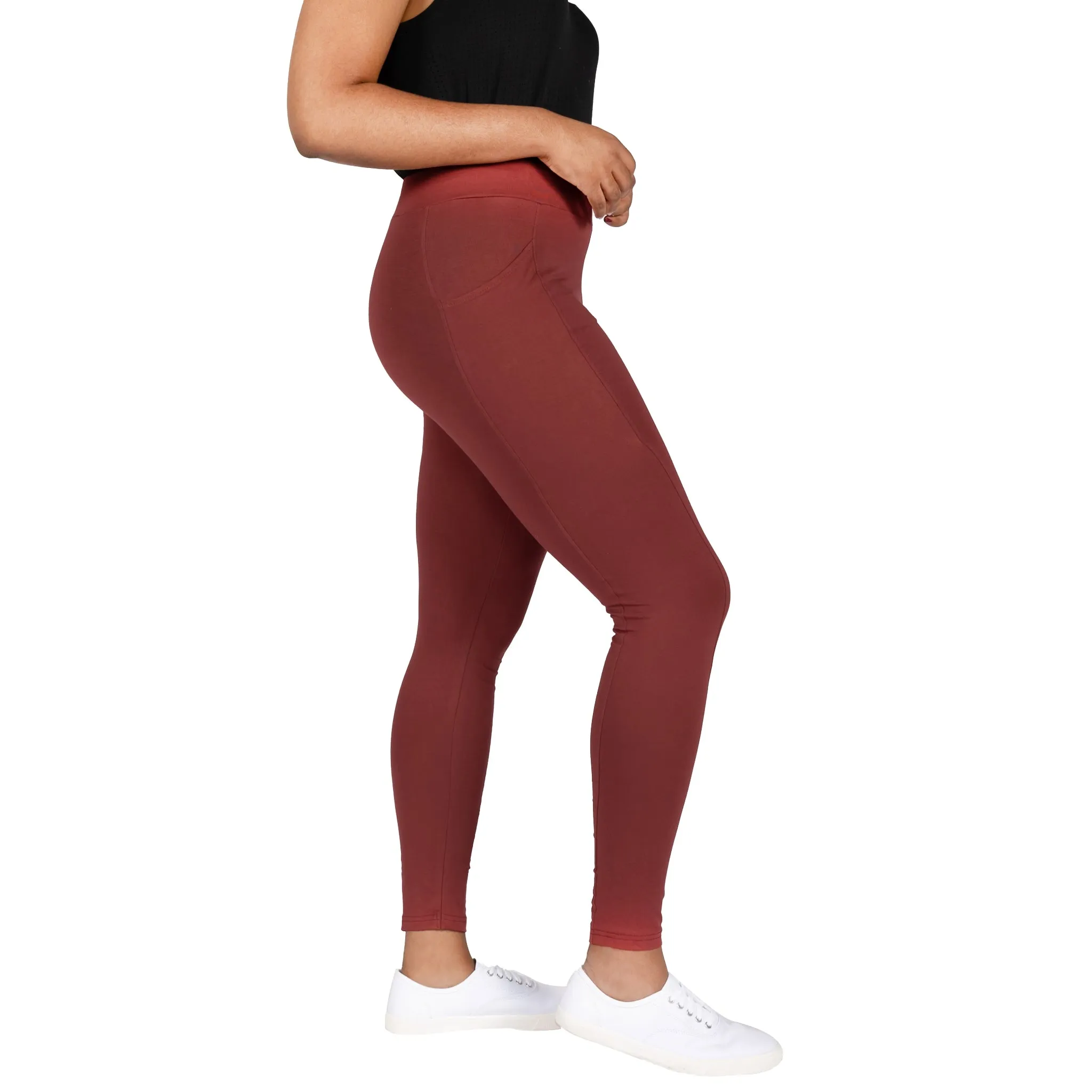 Maroon Adults Leggings with Pockets