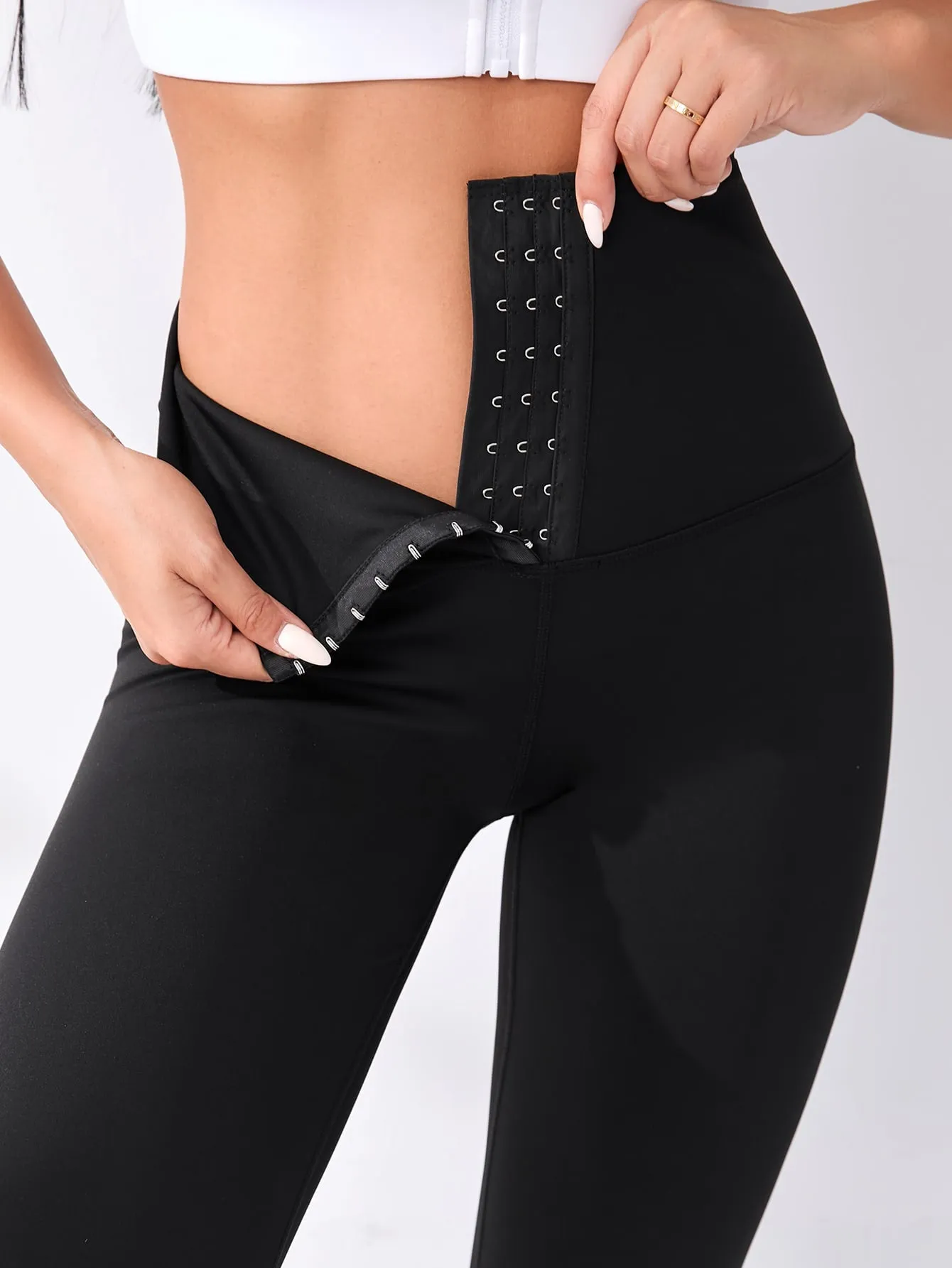 MARSHMELLOW Hook & Eye Wide Waistband Sports Leggings