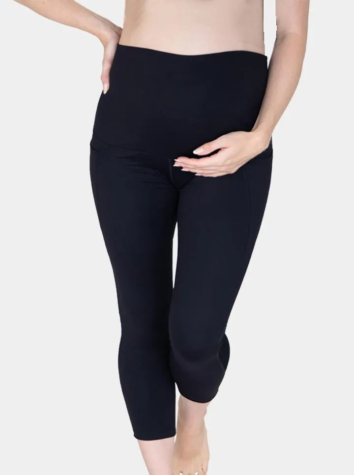 Maternity Workout 3/4 Length Leggings - Black