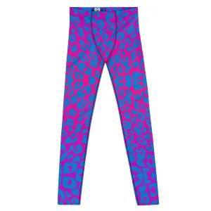 Mens Leggings, Leopard Print, Pink, Blue