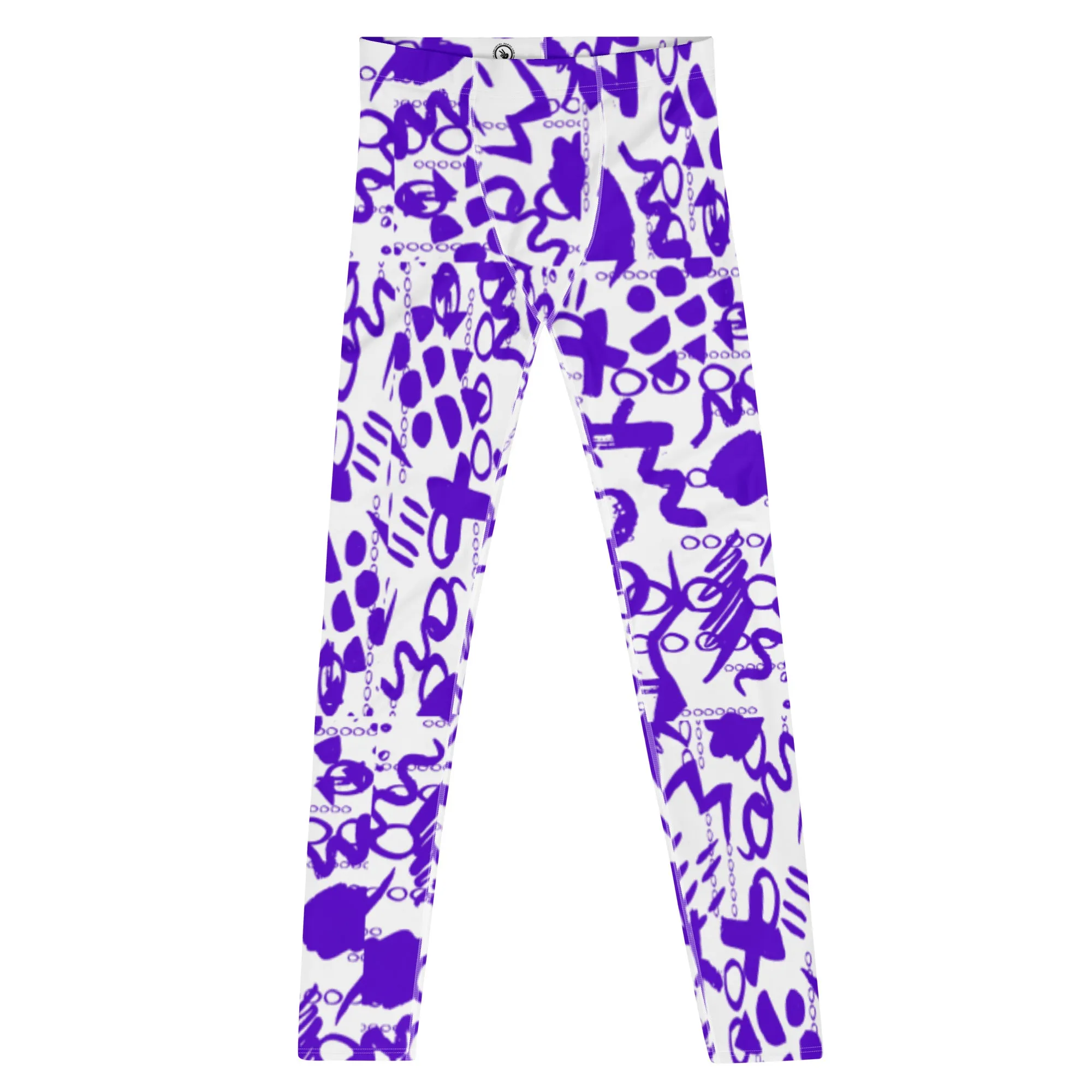 Men's Leggings, Men Gym Leggings, Wrestling Tights, Printed Leggings, Yoga Leggings, Rave Pants, Festival Tights, Purple, White