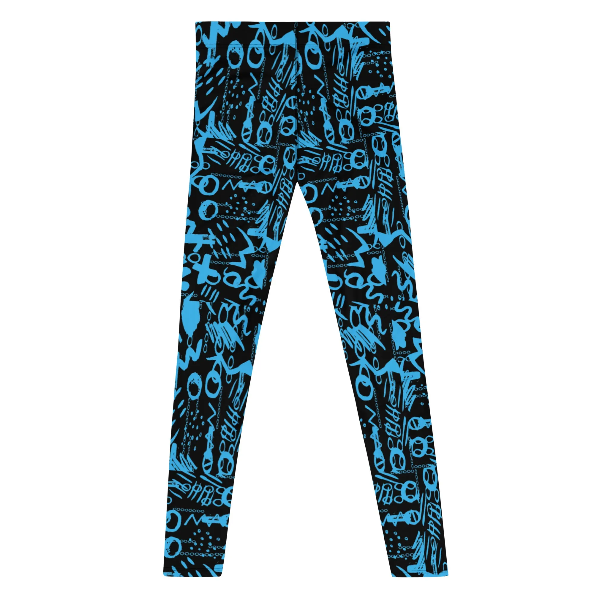 Men's Leggings, Men's Colorful Pants, Men's Gym Leggings, Wrestling Tights, Festival Tights, Blue, Black