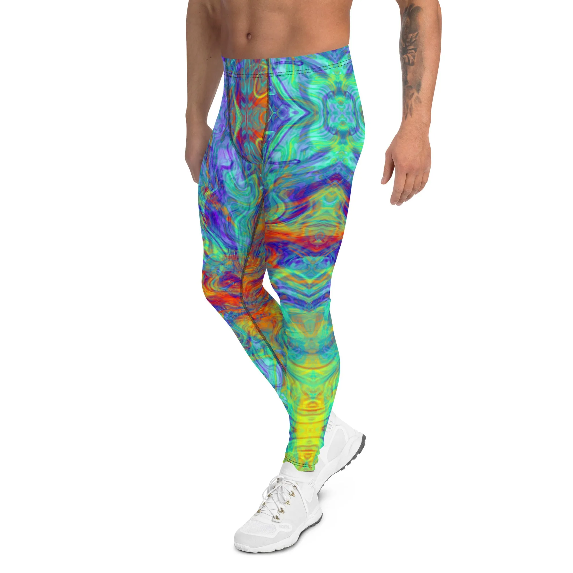 Men's Leggings, Multicolor, Men's Rave Pants, Festival Tights, Gym Leggings, Wrestling Pants, Unusual Gifts for Him, Yoga Leggings