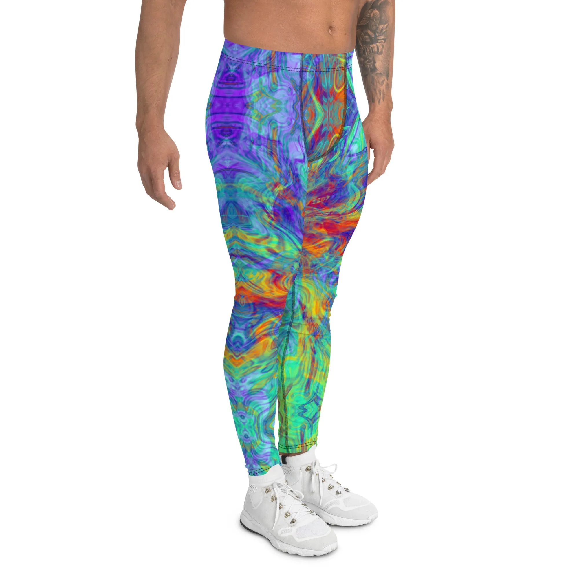 Men's Leggings, Multicolor, Men's Rave Pants, Festival Tights, Gym Leggings, Wrestling Pants, Unusual Gifts for Him, Yoga Leggings