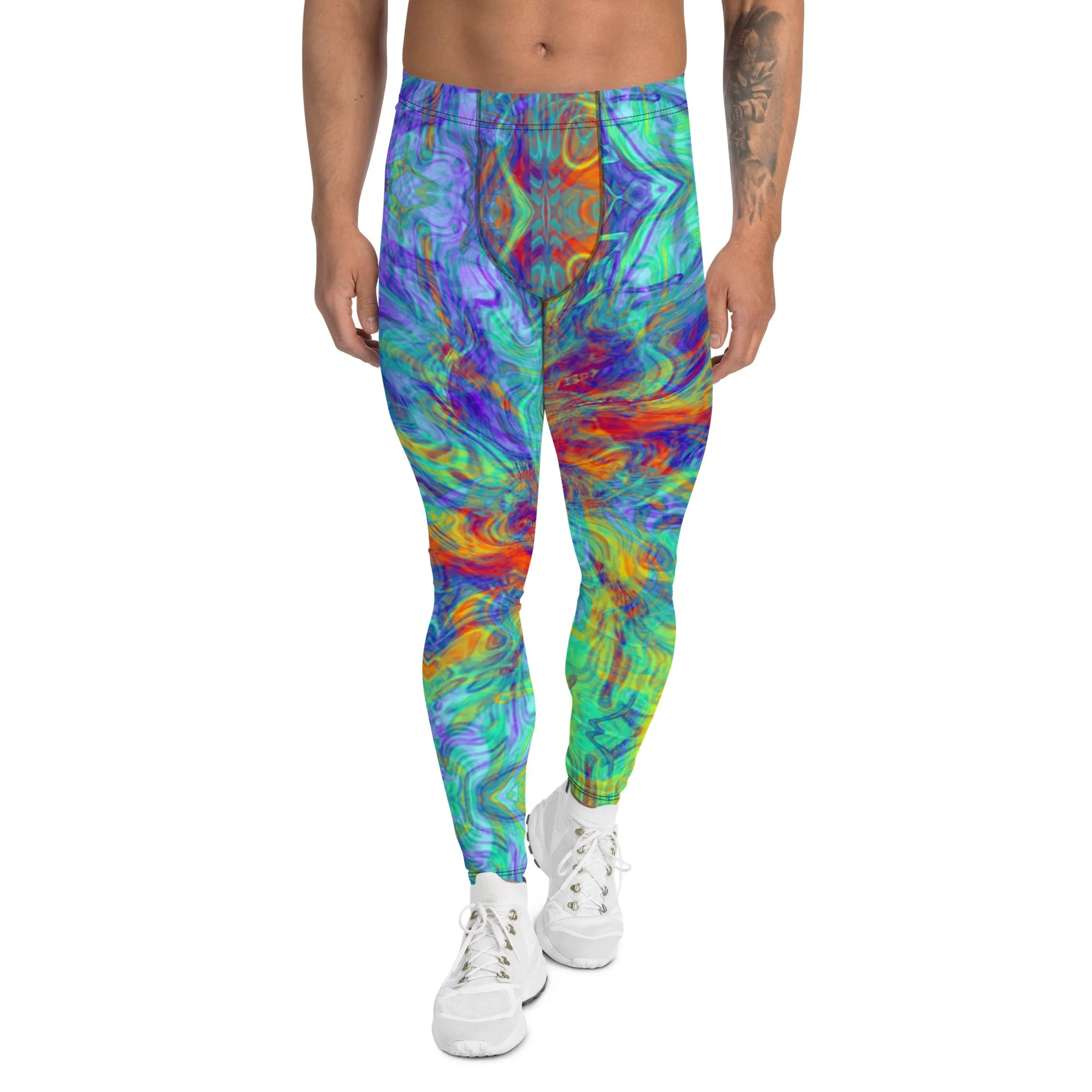 Men's Leggings, Multicolor, Men's Rave Pants, Festival Tights, Gym Leggings, Wrestling Pants, Unusual Gifts for Him, Yoga Leggings