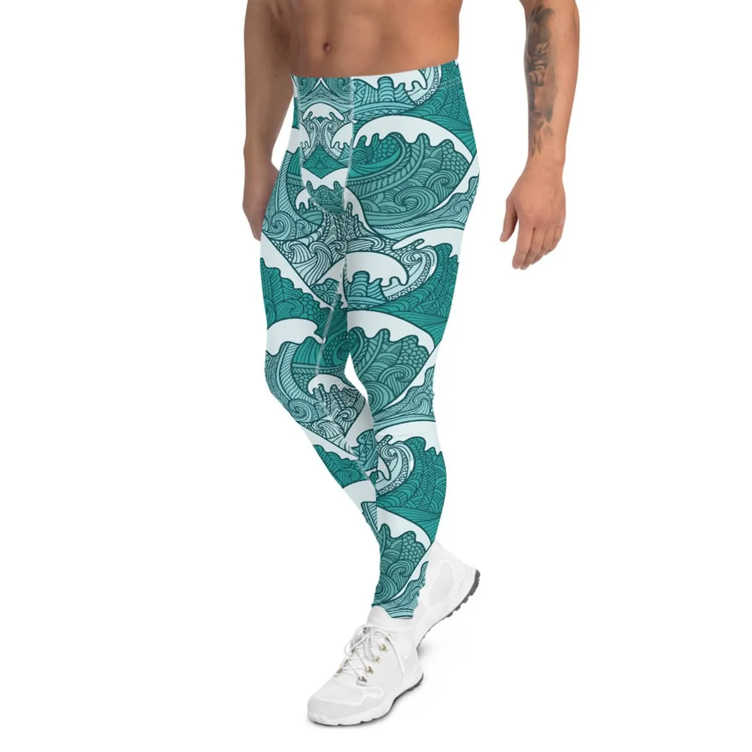 Men's Ocean Wave Performance Active Leggings