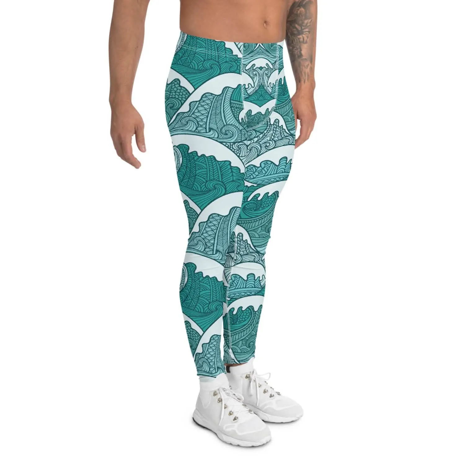 Men's Ocean Wave Performance Active Leggings