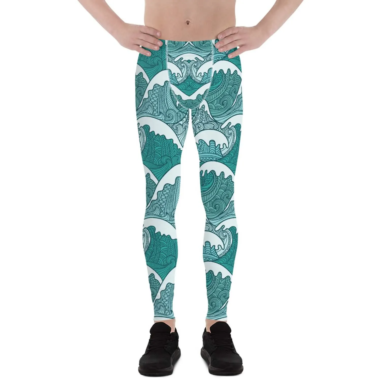 Men's Ocean Wave Performance Active Leggings