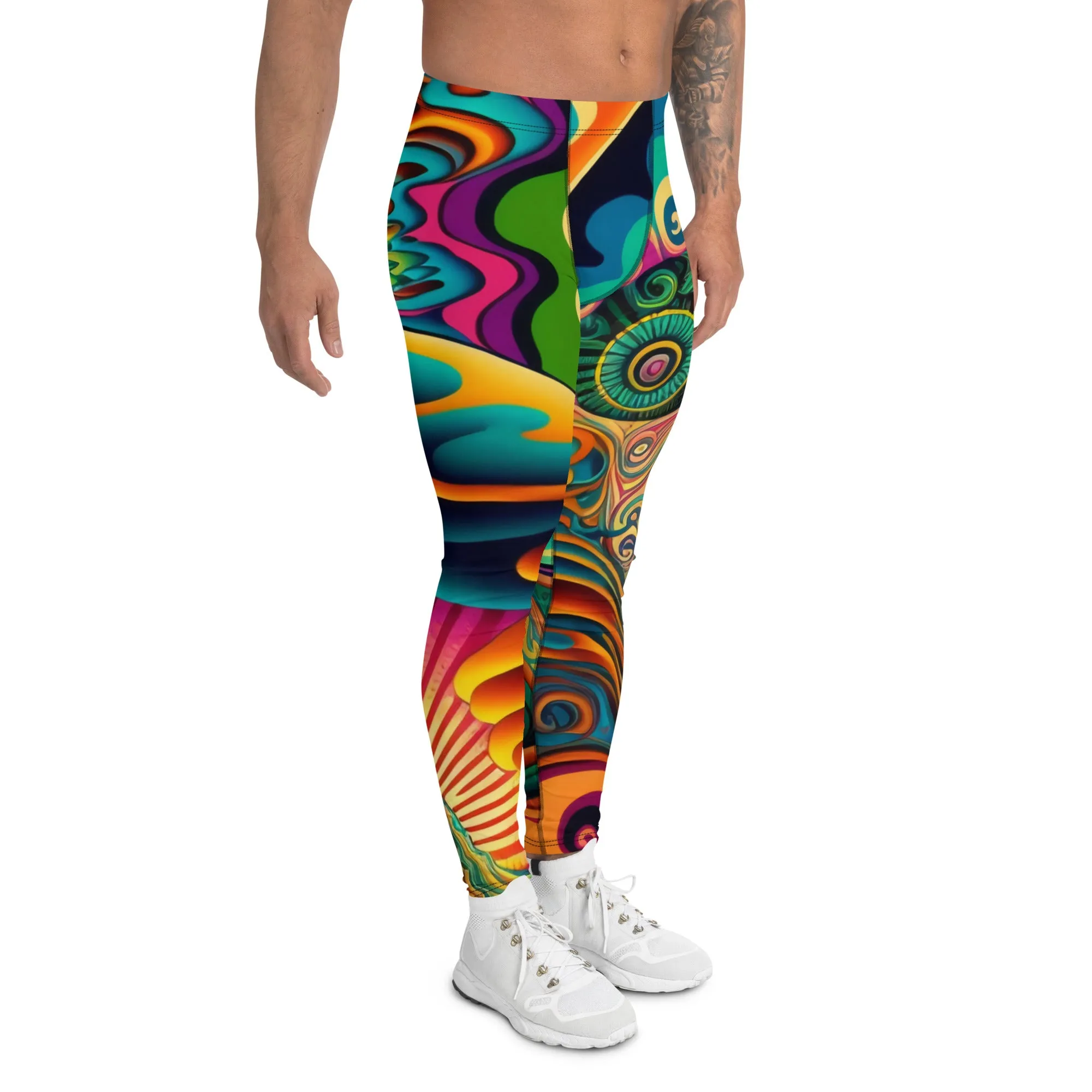 Men’s Psychedelic Print Leggings – Bold, Vibrant, and Ready to Stand Out