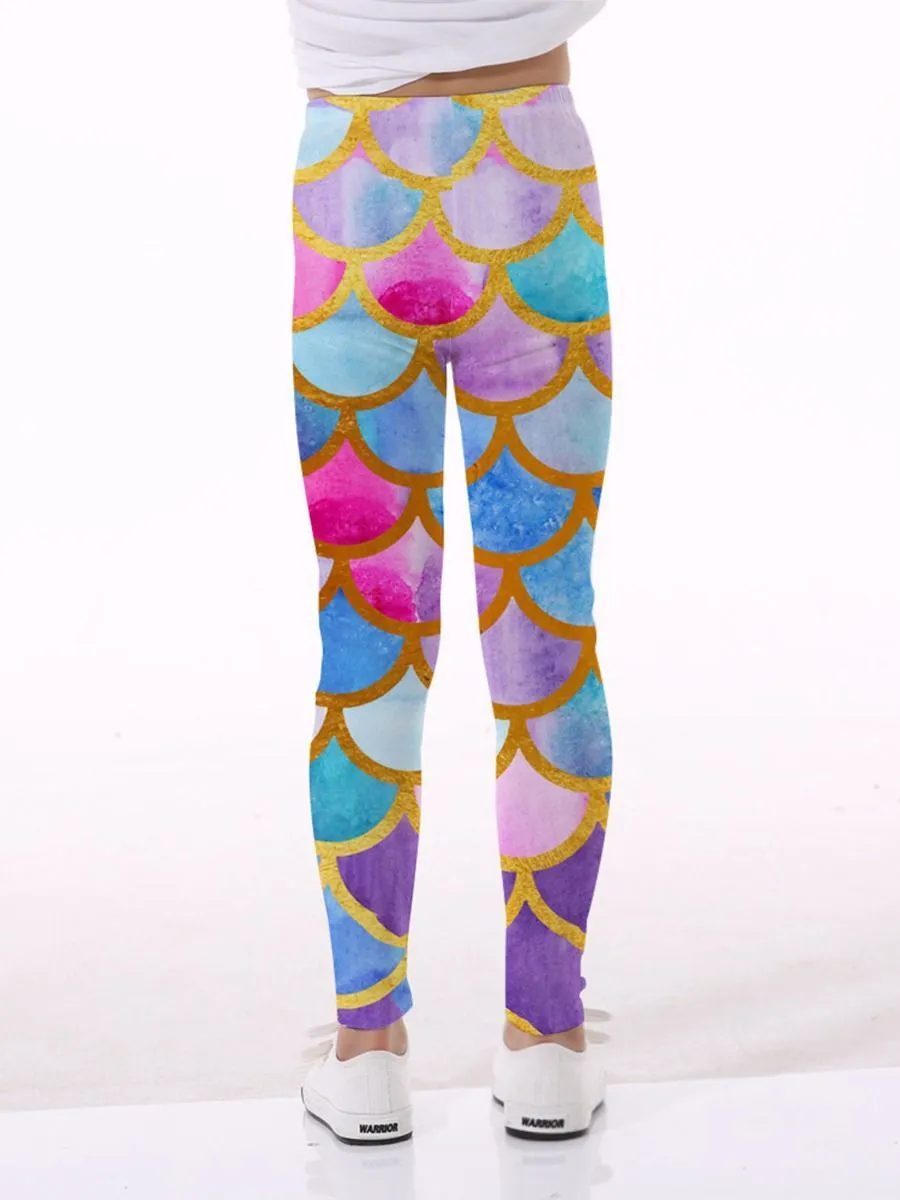 Mermaid Pattern Printed Leggings