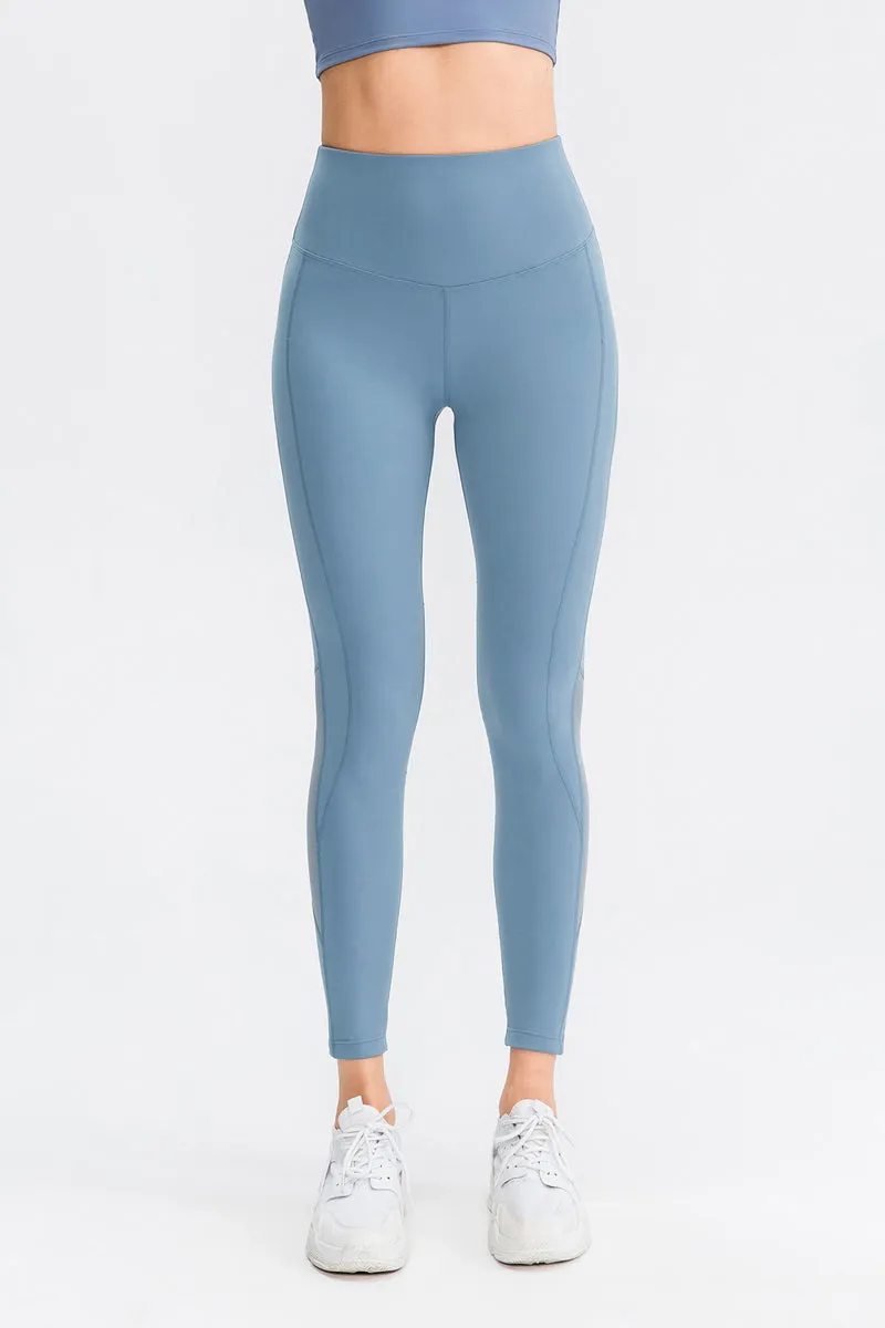 Mesh Insert High-Rise Ankle Leggings