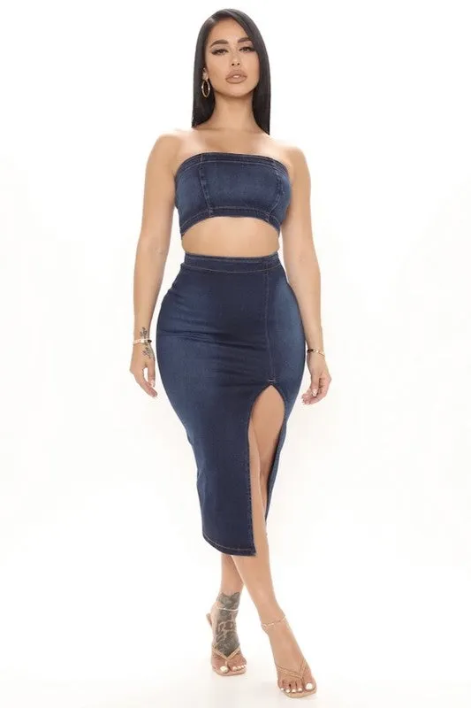 Miami Skirt Set in Dark Denim