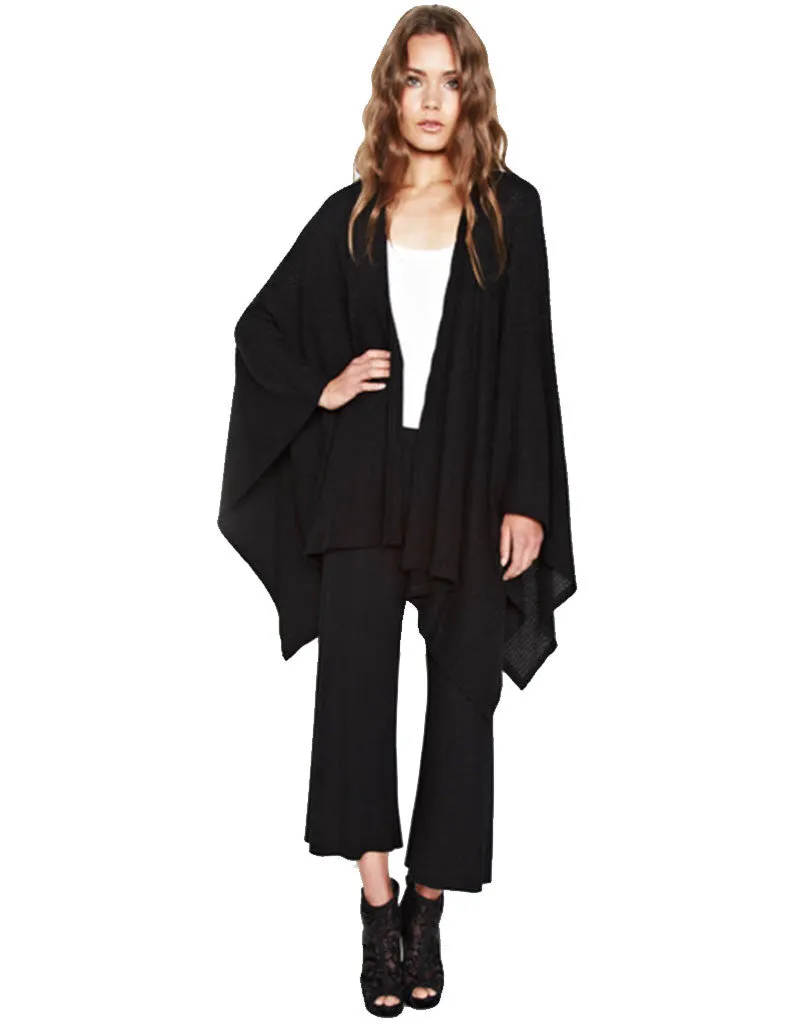 Michael Lauren Guiseppe Blanket Wrap in Black Waffle